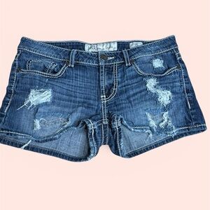 BKE Blue Distressed Jean Shorts
